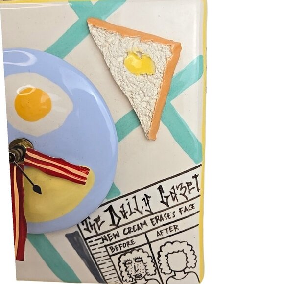 Dick Frizzel New Zealand Breakfast Art Clock Mixed Media Works Vtg Bacon Eggs - Picture 2 of 15